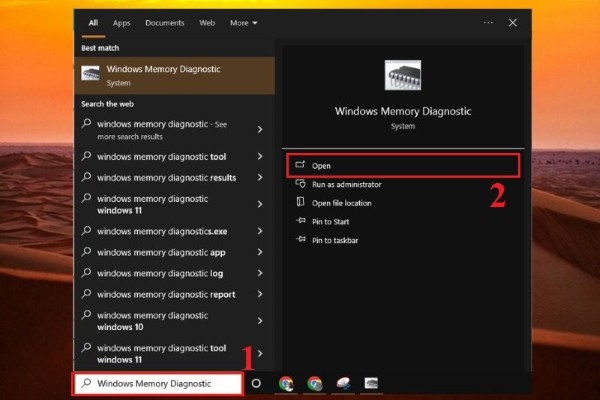 Nhập Windows Memory Diagnostic