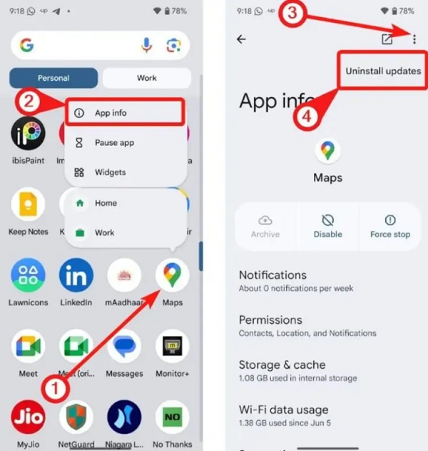 Gỡ bỏ bản cập nhật mới của Google Maps