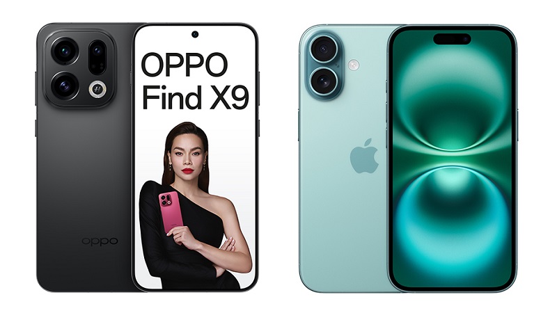 So sánh OPPO Find X9 với iPhone 16
