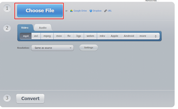 Nhấp vào nút “Choose File” để chọn video từ kho lưu trữ của máy tính hoặc điện thoại