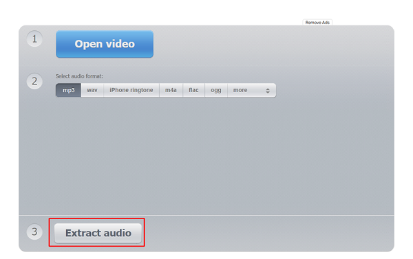 Nhấp vào “Extract audio” để bắt đầu công đoạn trích xuất phần âm thanh ra khỏi video