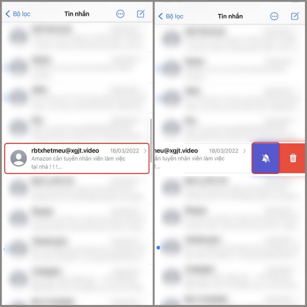 Nhấn chọn biểu tượng chuông bị gạch chéo 