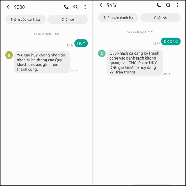 Hướng dẫn chặn tin nhắn SMS qua nhà mạng