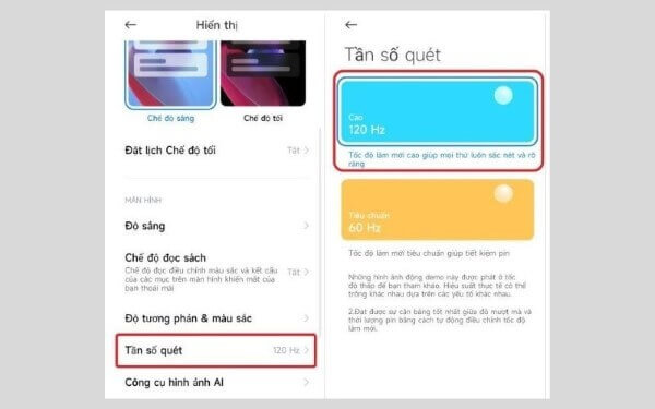 Chọn Tần số quét 