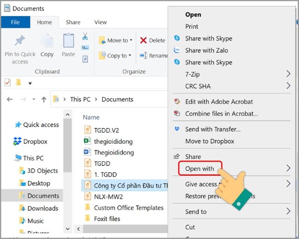 Mở file PDF bằng phần mềm hỗ trợ 
