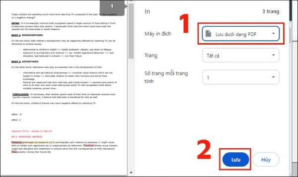 Chọn Lưu dưới dạng PDF