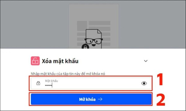 Nhập mật khẩu → Chọn Mở khóa