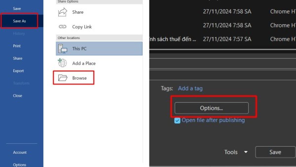 Chọn Save As → Browse