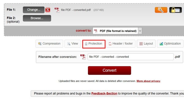 Chọn Create password for opening
