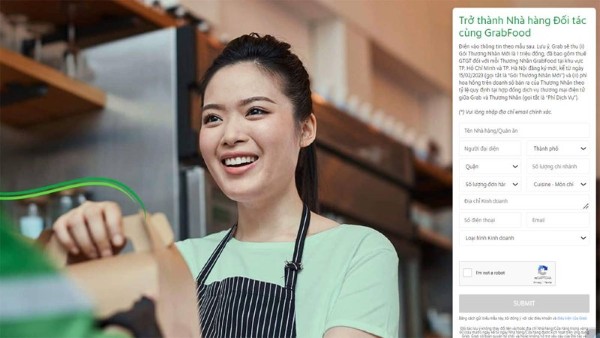 Truy cập và điền đủ thông tin tại trang Đăng ký đối tác GrabFood