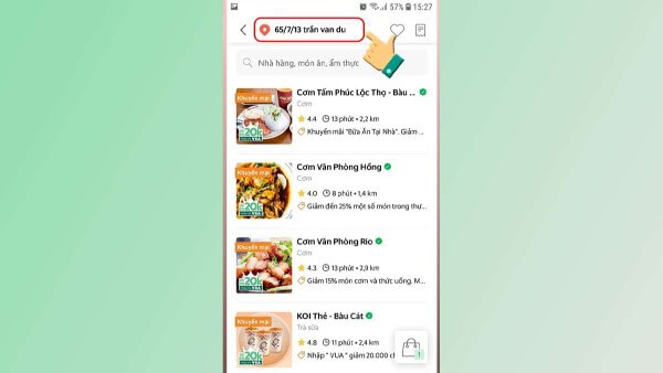 Nhập địa chỉ nhận hàng