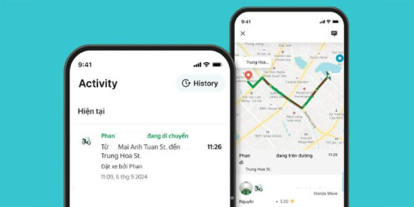 Nhập địa chỉ điểm đón và điểm đến 