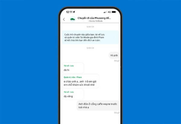 Gọi điện hoặc nhắn tin cho tài xế để xác nhận thông tin 