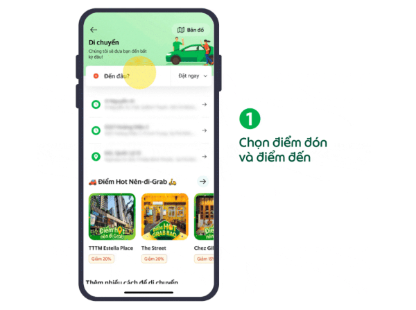 Chọn Điểm đón và Điểm đến