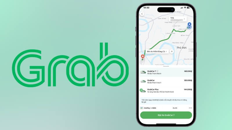 cách đặt xe grab trên điện thoại
