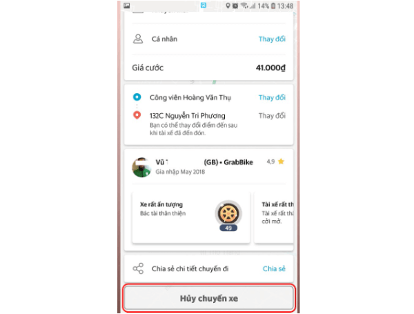 Xem thông tin chuyến đi