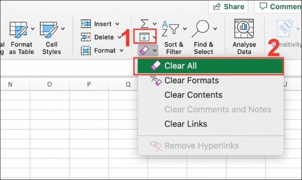 Chọn Clear → Clear Formats