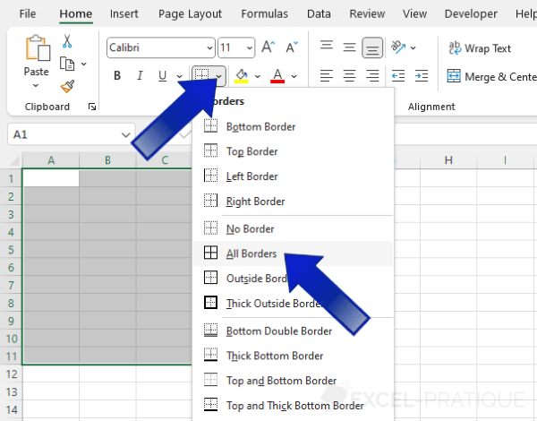 Nhấn chọn loại đường viền muốn thêm