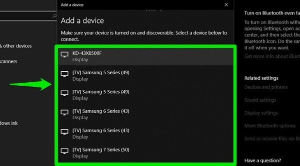 Chọn đúng tên tivi và xác nhận kết nối 