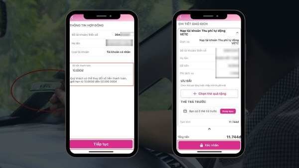 Nhập số tiền muốn nạp