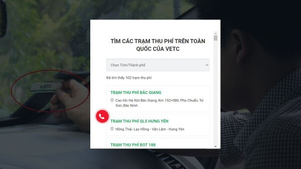 Tìm kiếm các điểm giao dịch trực tiếp của VETC