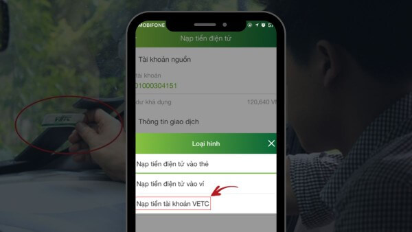 Chọn Nạp tiền vào Tài khoản VETC 