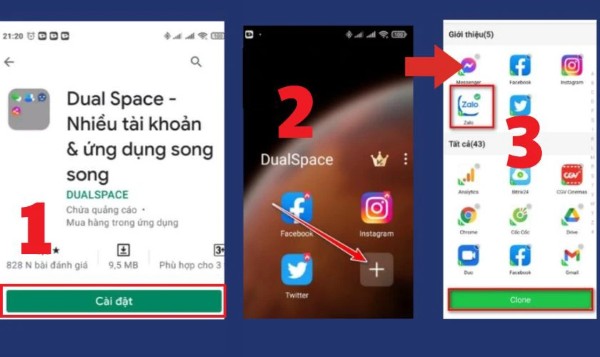 Mở bản Zalo nhân bản và đăng nhập tài khoản