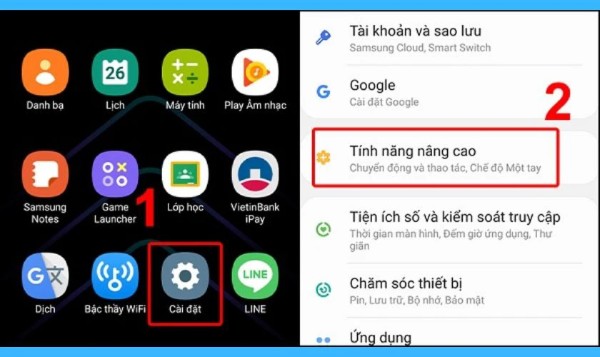 Chọn Tính năng nâng cao