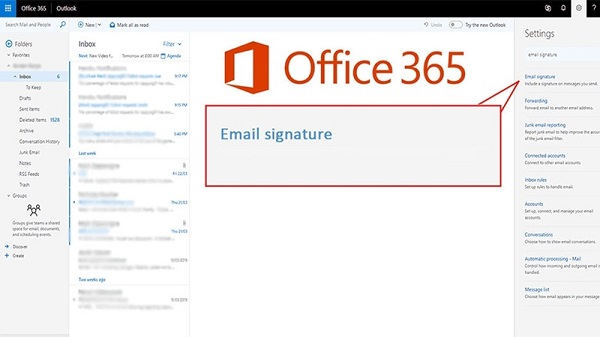 Chữ ký trong Outlook 365 thể hiện phong cách chuyên nghiệp