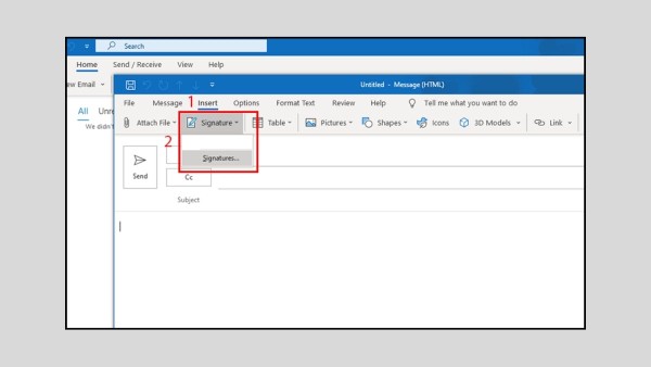 Chọn Message → Signature → Signatures