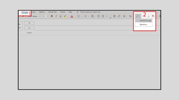 Chọn Message → Signature