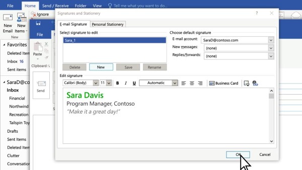 Một số chú ý khi tạo chữ ký trong Outlook