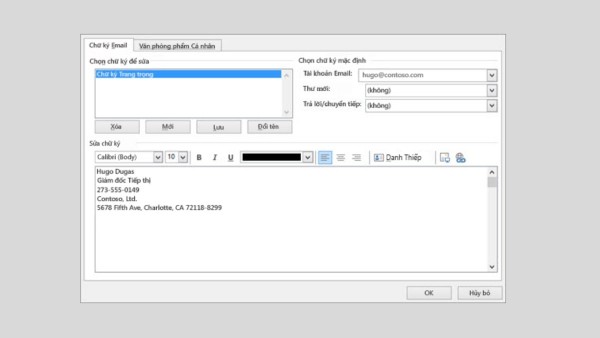 Nhập các thông tin chữ ký