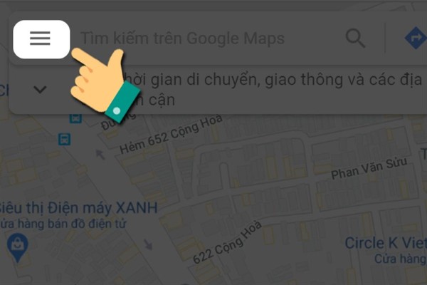 Nhấn biểu tượng ba dấu gạch