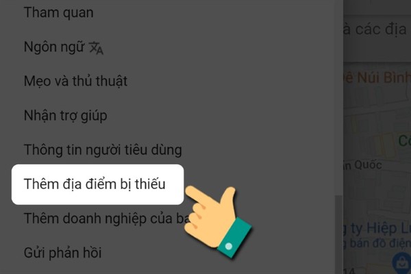 Chọn “Thêm địa điểm bị thiếu”