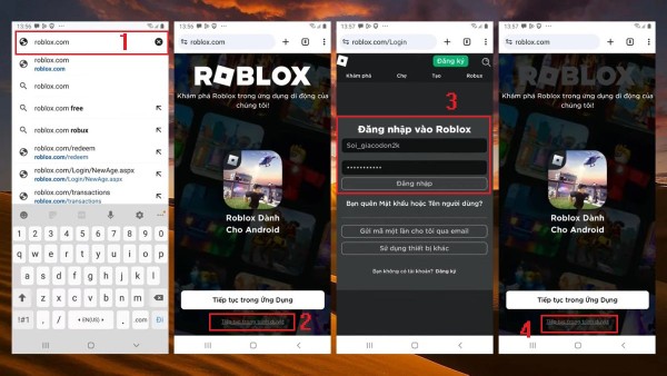 Đăng nhập tài khoản Roblox