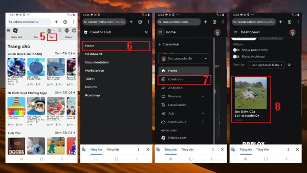 Nhấn vào phần Create