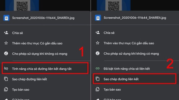 Nhấn “Sao chép liên kết”