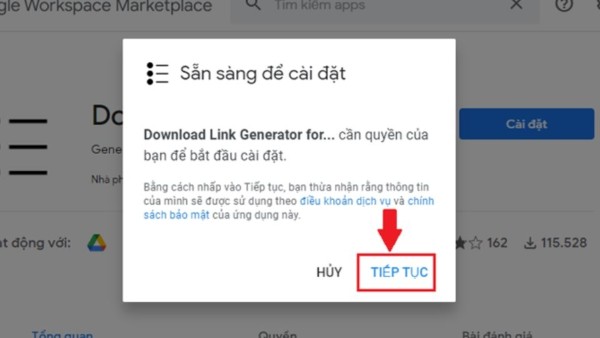Nhấn “Tiếp tục”