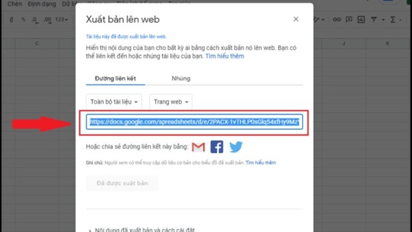 Tiến hành sao chép liên kết 