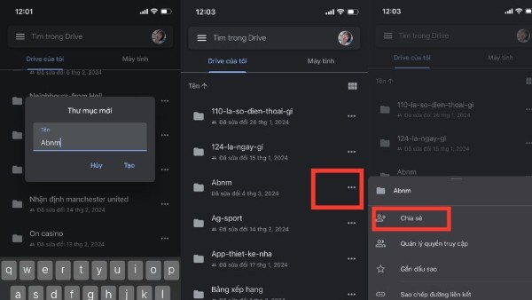 Đặt tên thư mục → nhấn “Tạo”