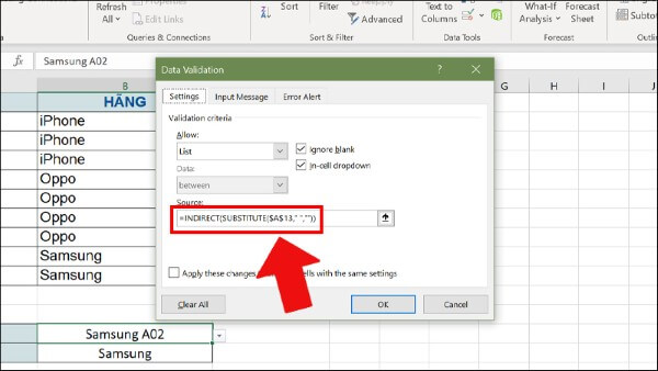 Những lưu ý khi tạo lựa chọn trong Excel