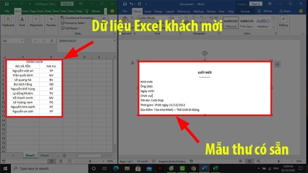 Tạo file Excel chứa các cột thông tin