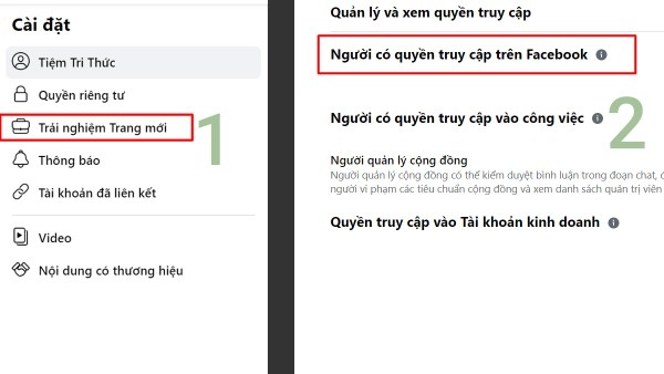 Chọn Người có quyền truy cập trên Facebook