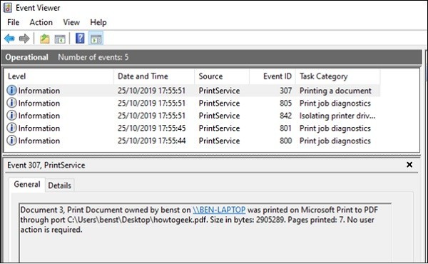 Xem toàn bộ thông tin về các lần in