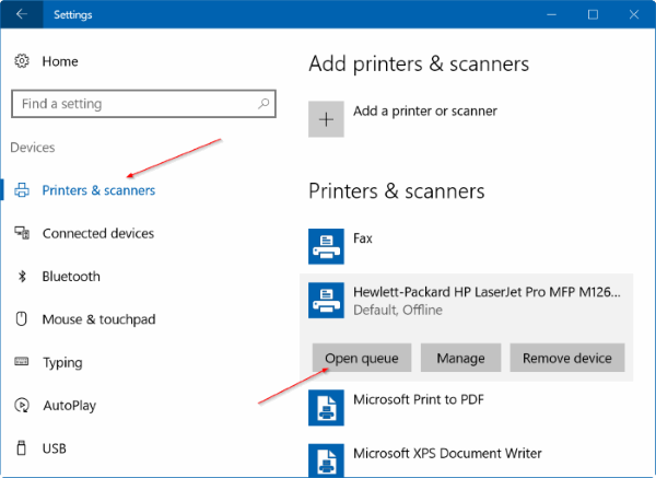 Chọn Printers & Scanners