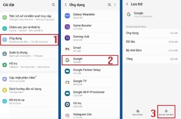 Chọn Xóa bộ nhớ cache