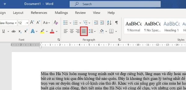 Nhấp biểu tượng justify