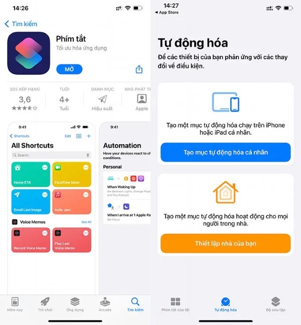 Chọn Tạo mục tự động hóa cá nhân