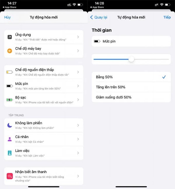 Chọn Mức pin và điều chỉnh phần trăm pin 
